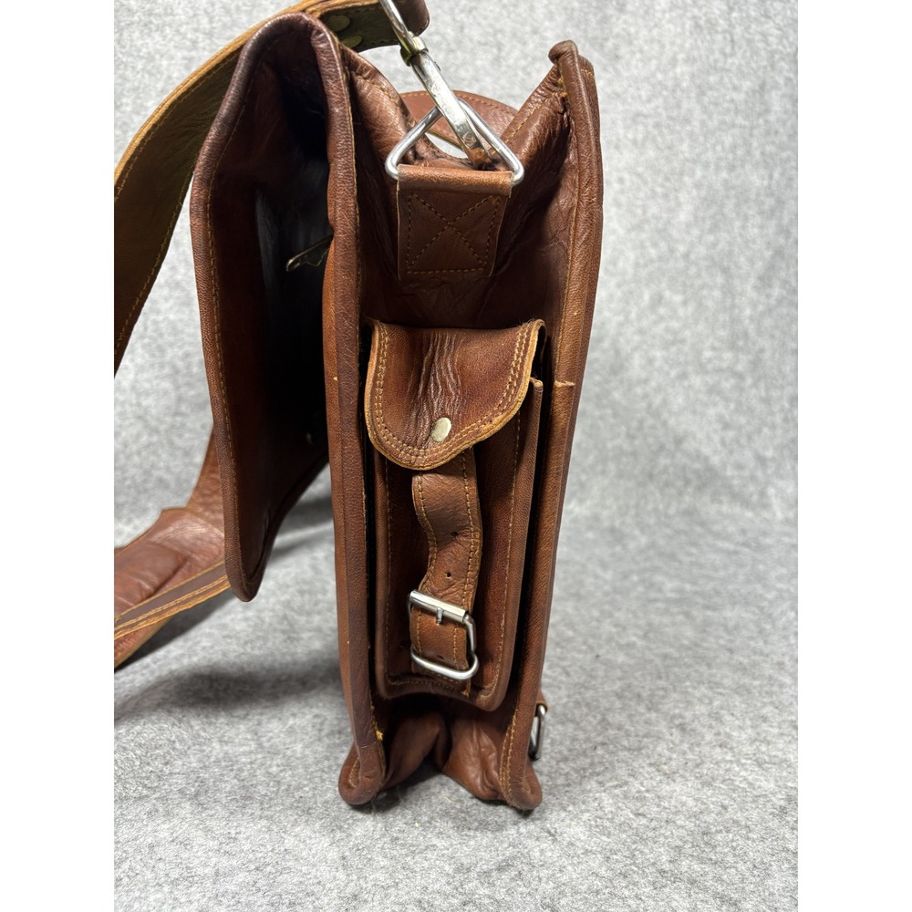 Handmade World Messenger Bag Large Brown Leather Vintage Laptop Satchel - Picture 16 of 16